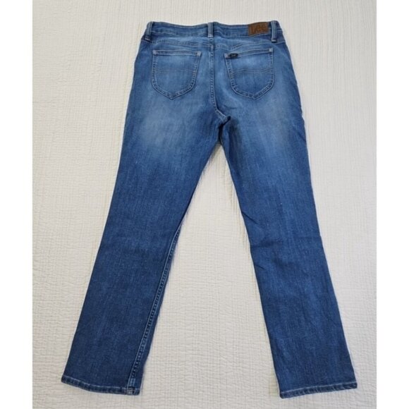 Lee Jeans Women's 12M (W32 L29) Blue Stretch Denim Straight Regular Fit EUC LN - Picture 2 of 16